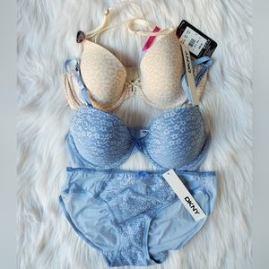 DKNY Bra + Panty Set & Maidenform Bra, 34C